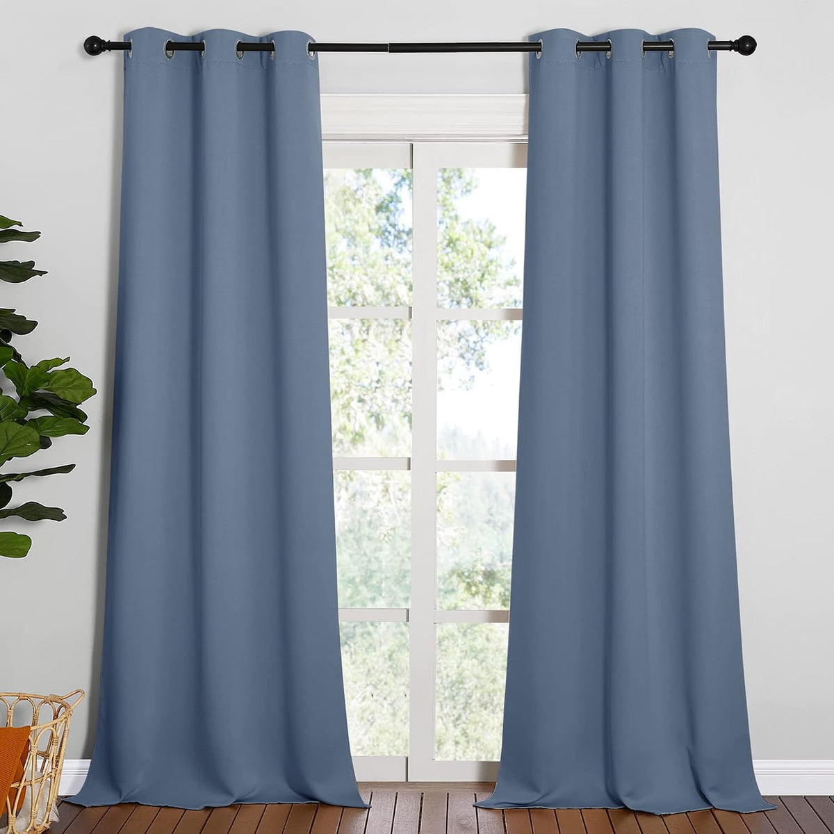 90"L x 42"W polyester curtains in Stone Blue