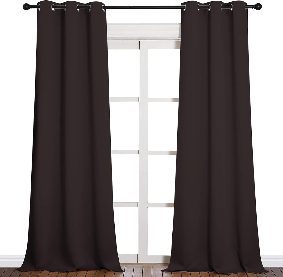 90"L x 42"W polyester curtains in Toffee Brown