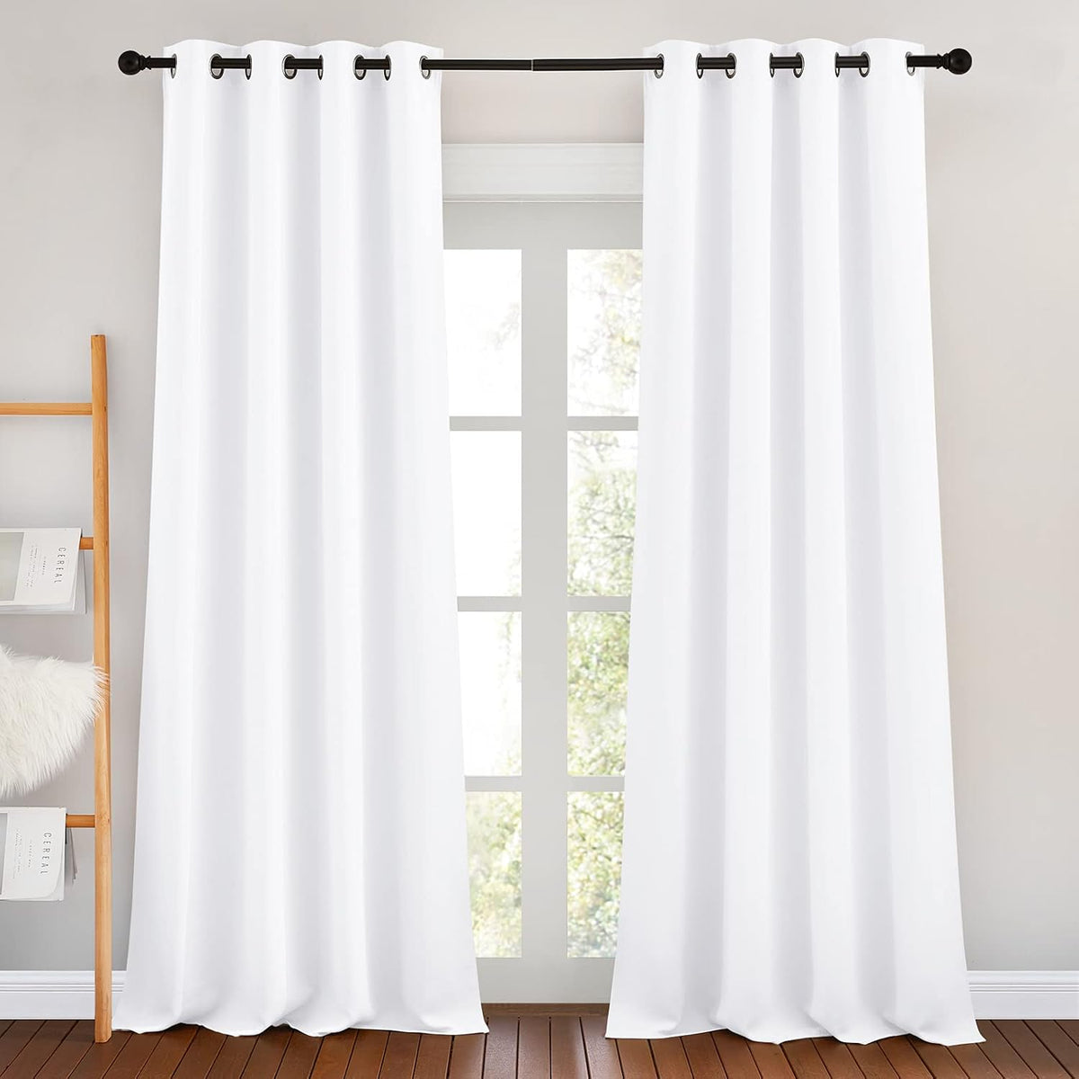 90"L x 46"W fabric curtains in Pure White
