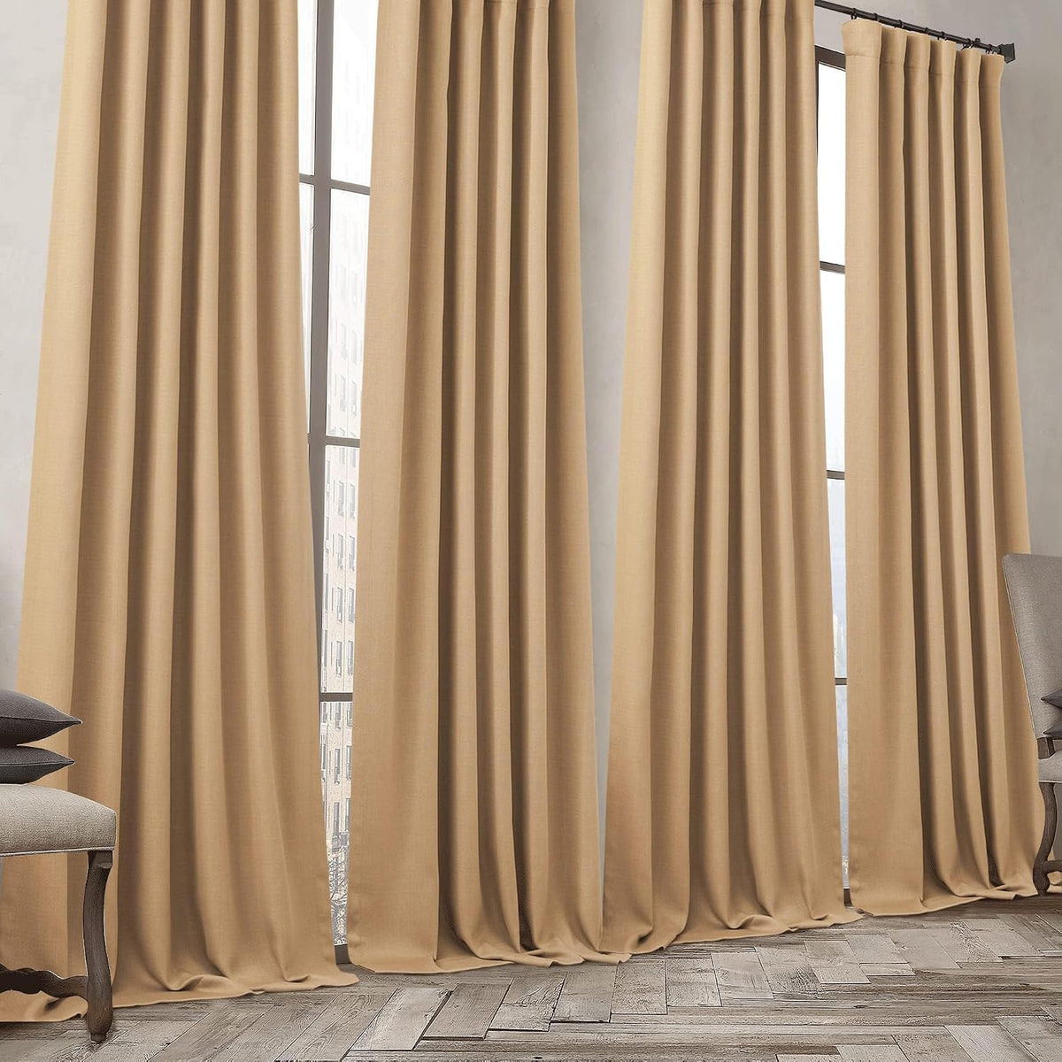 90"L x 52"W linen curtains, alternate view 7