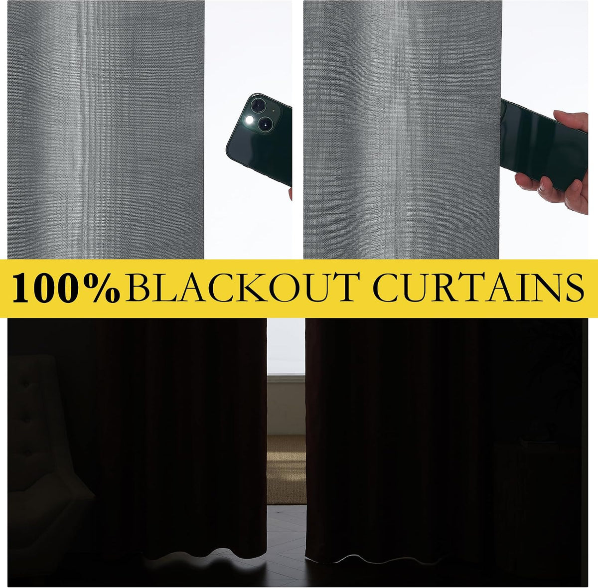 90"L x 52"W linen curtains in Dove Grey, alternate view 2