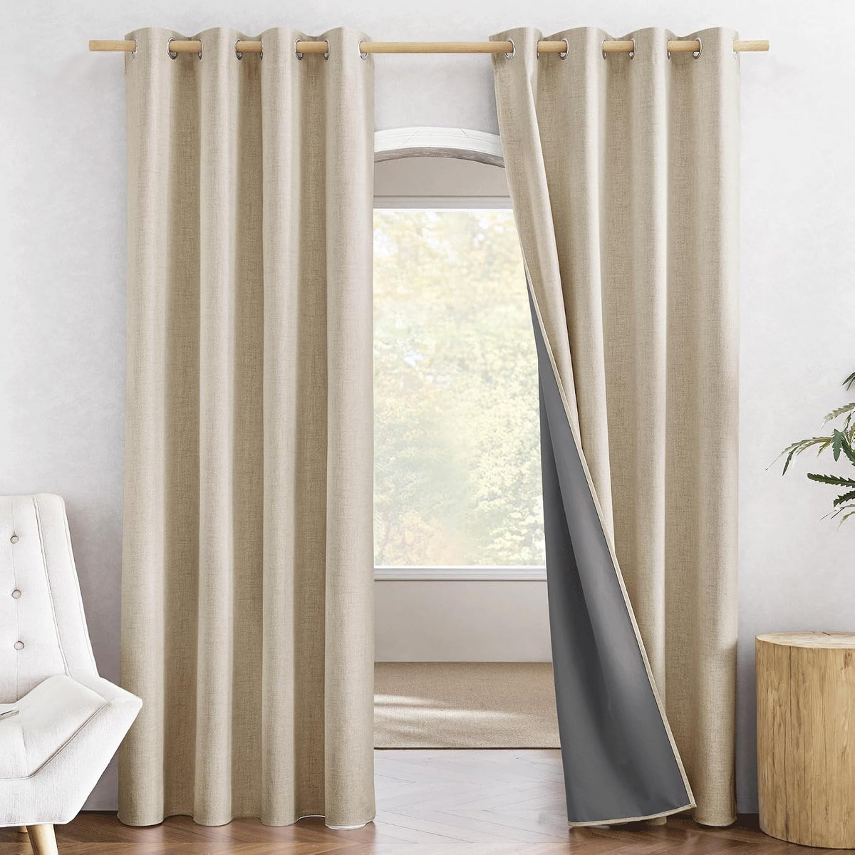90"L x 52"W polyester curtains in Cream