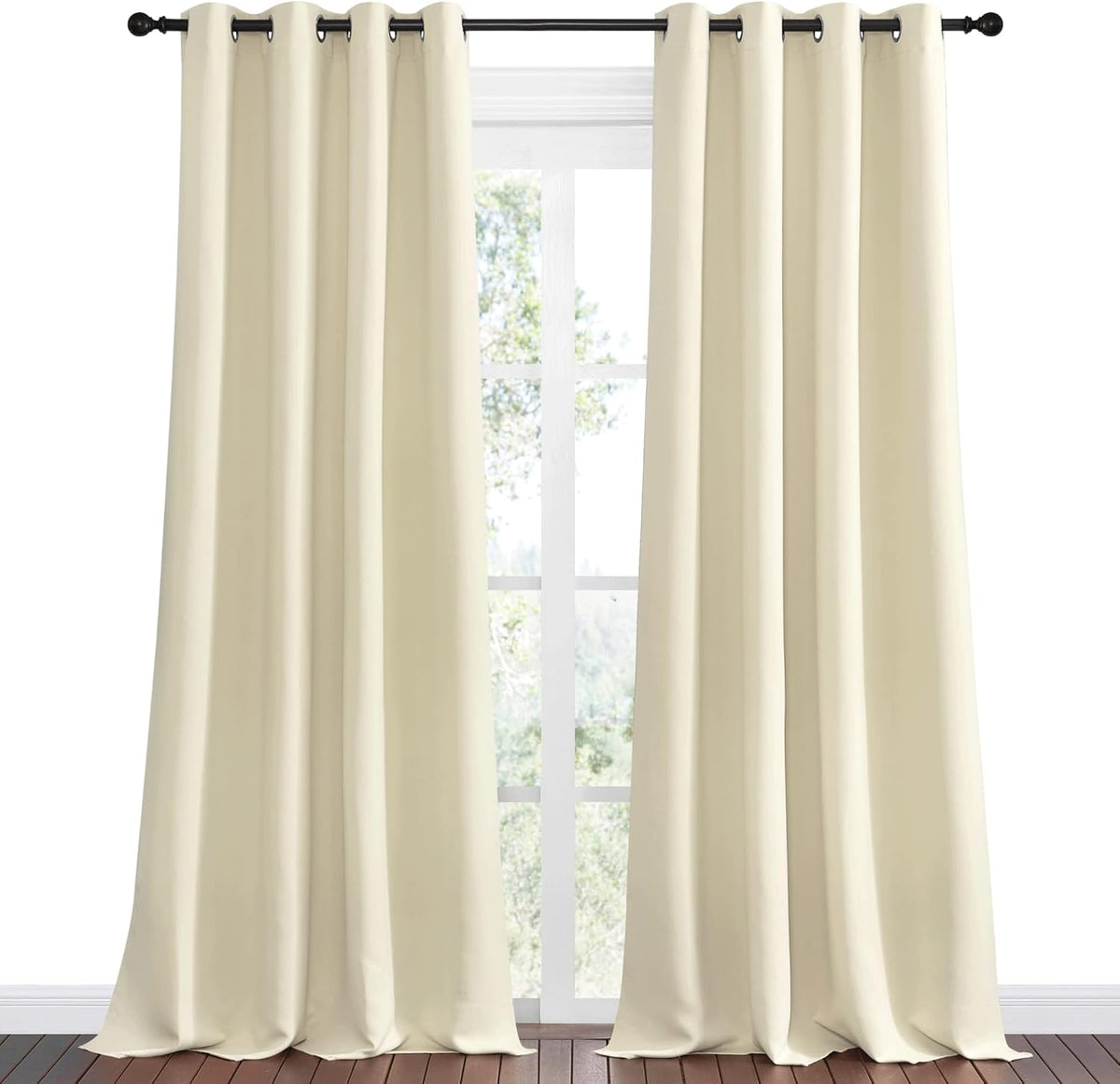 90"L x 55"W polyester curtains in Beige, alternate view 2