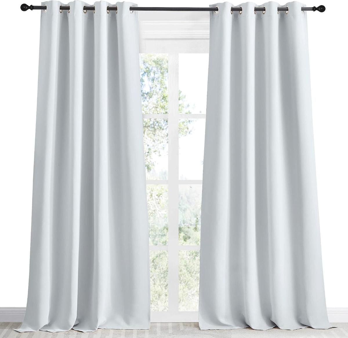 90"L x 55"W polyester curtains in Cloud Grey, alternate view 2