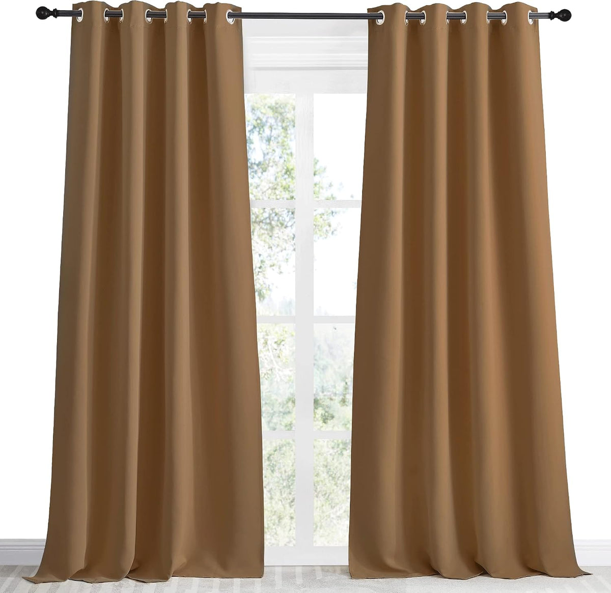 90"L x 55"W polyester curtains in Gold Brown, alternate view 2