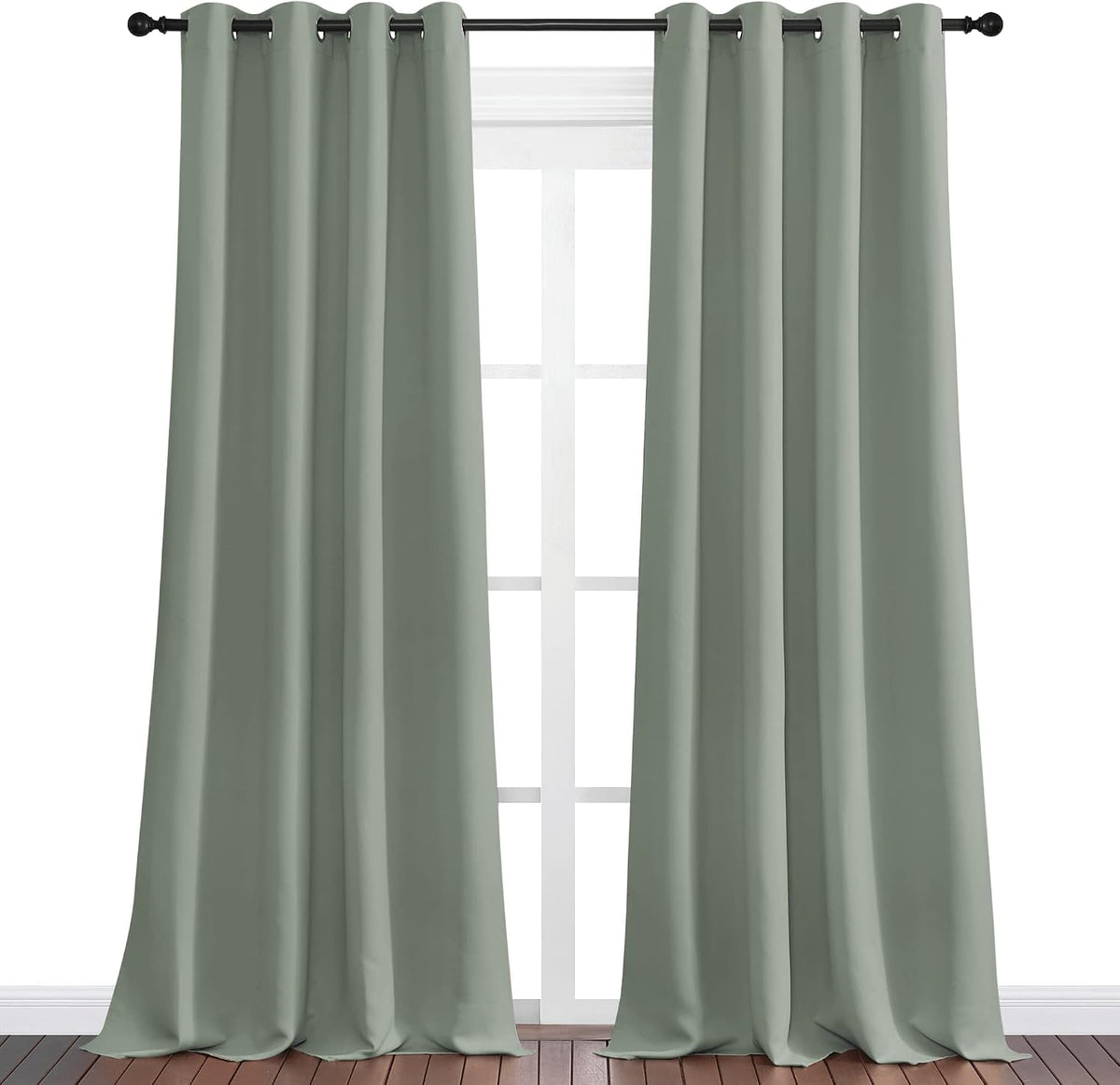 90"L x 55"W polyester curtains in Greyish Green, alternate view 2