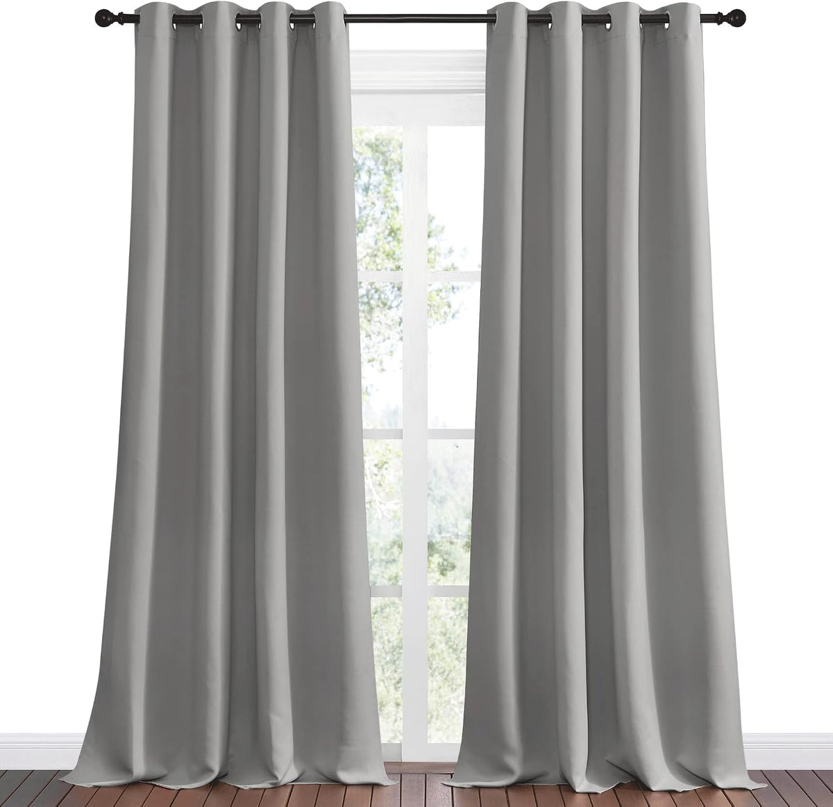 90"L x 55"W polyester curtains in Silver Grey, alternate view 2