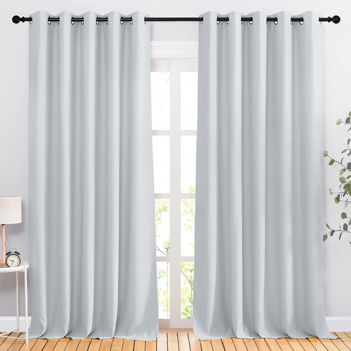 90"L x 66"W fabric curtains in Greyish White