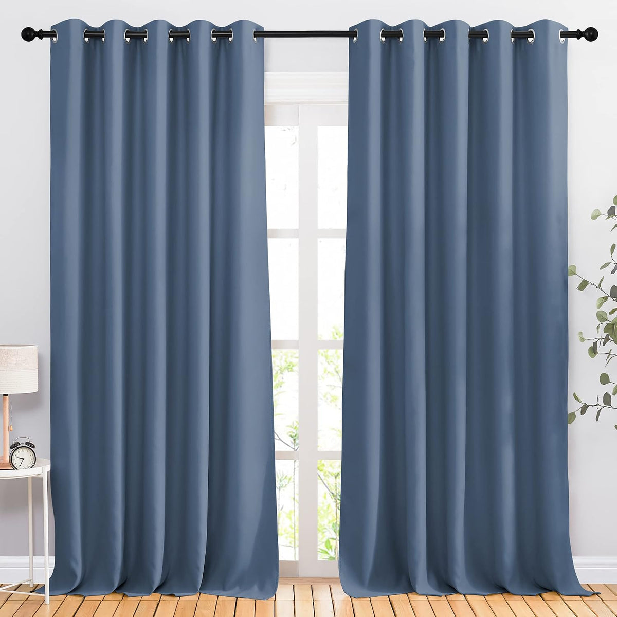90"L x 66"W fabric curtains in Stone Blue