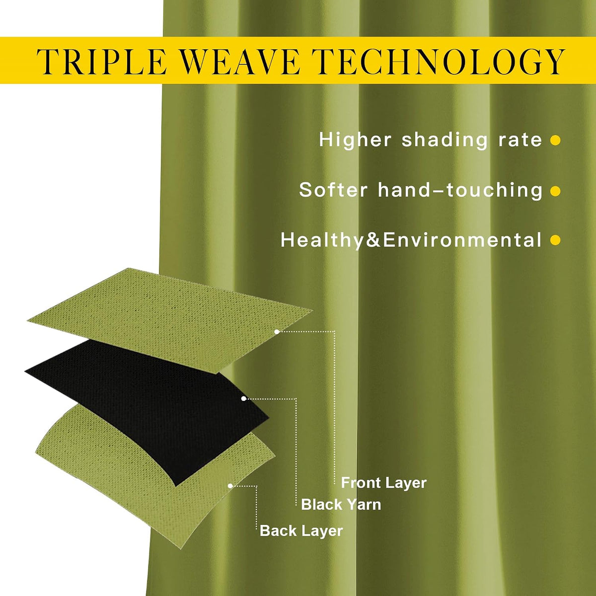 95"L x 52"W fabric curtains in Fresh Green, alternate view 3