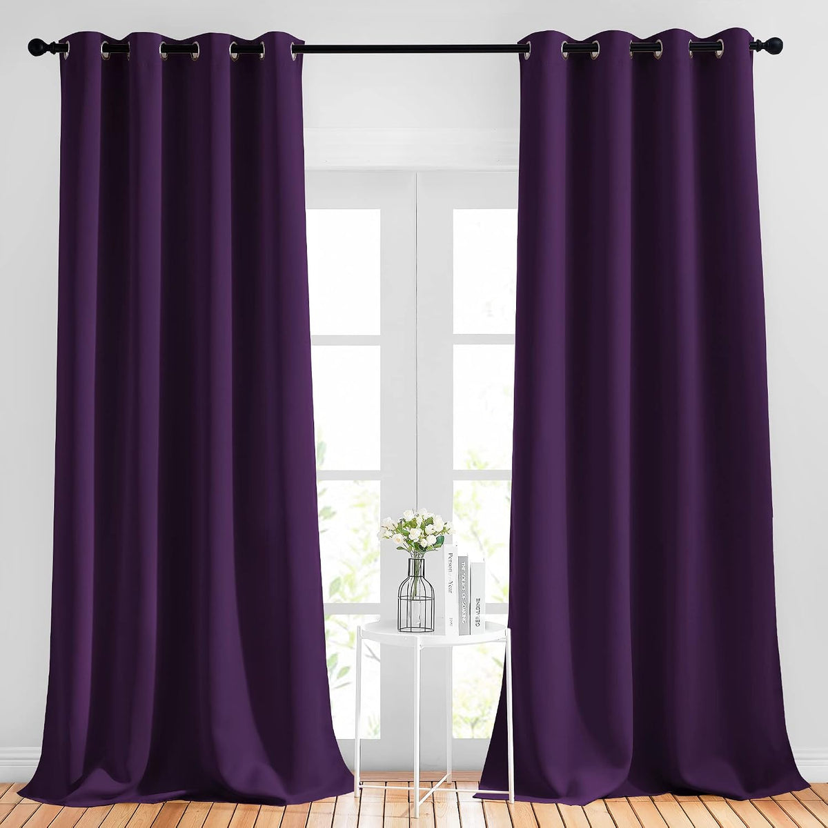 95"L x 52"W fabric curtains in Royal Purple