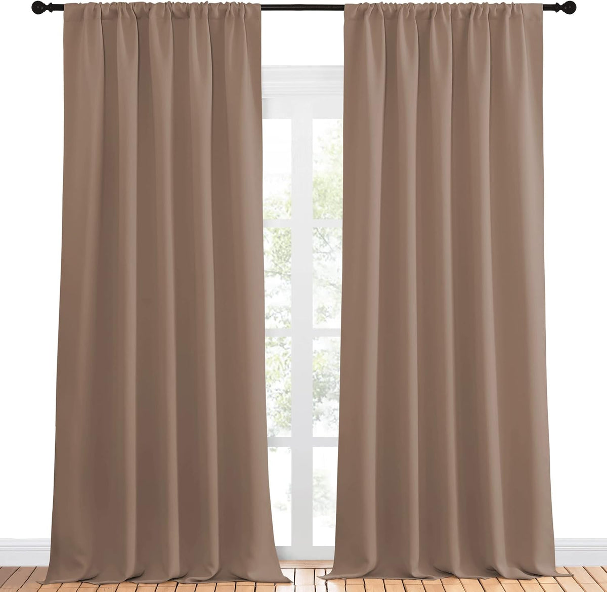 95"L x 52"W polyester curtains in Cappuccino, alternate view 2