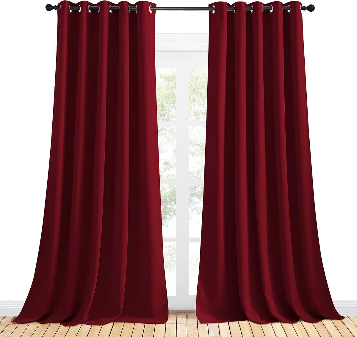 95"L x 70"W polyester curtains in Burgundy Red, alternate view 2