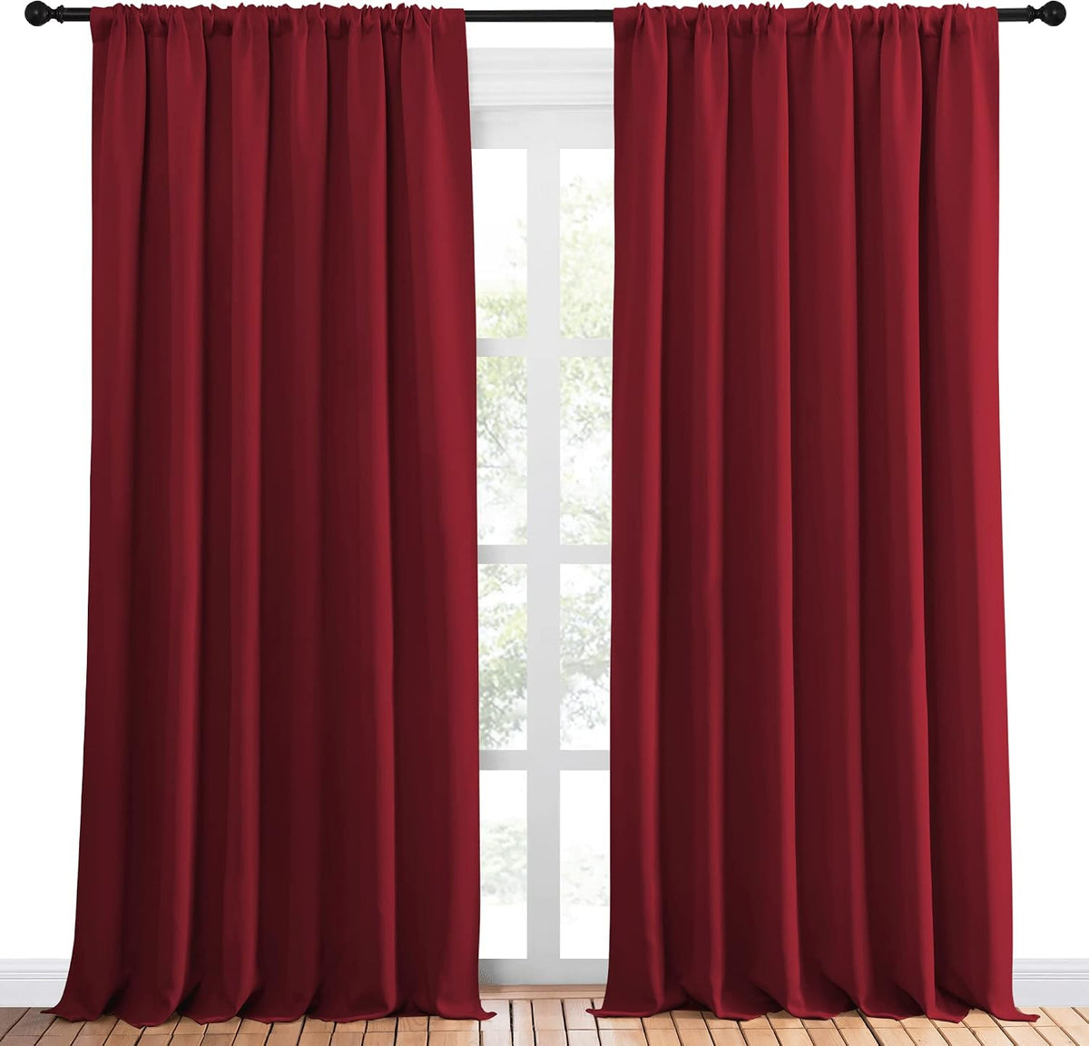 95"L x 70"W polyester curtains in Burgundy Red, alternate view 2