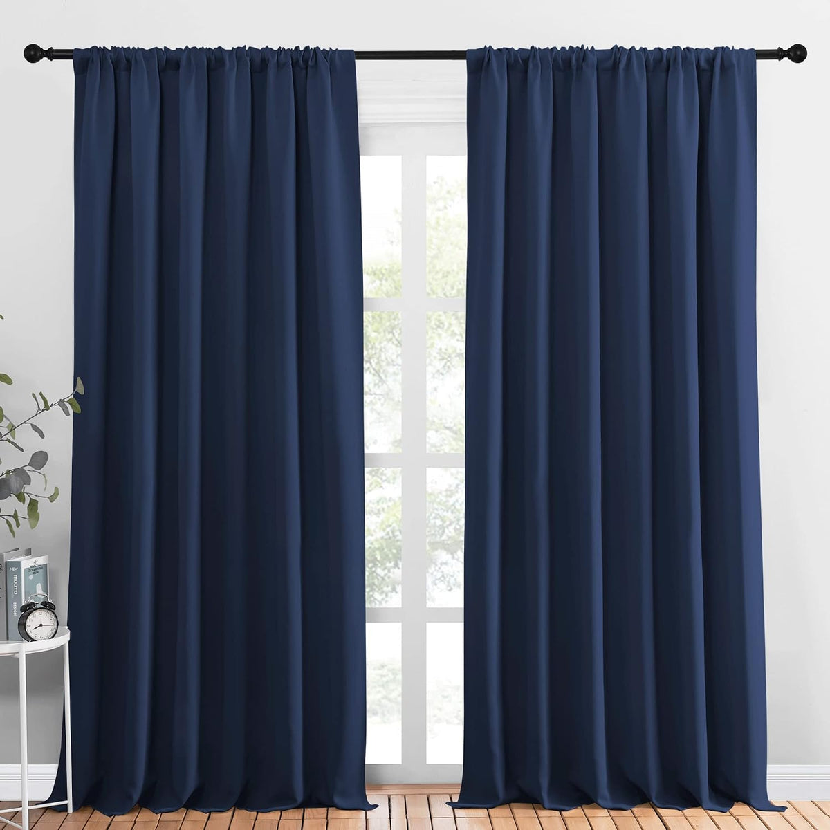 95"L x 70"W polyester curtains in Navy