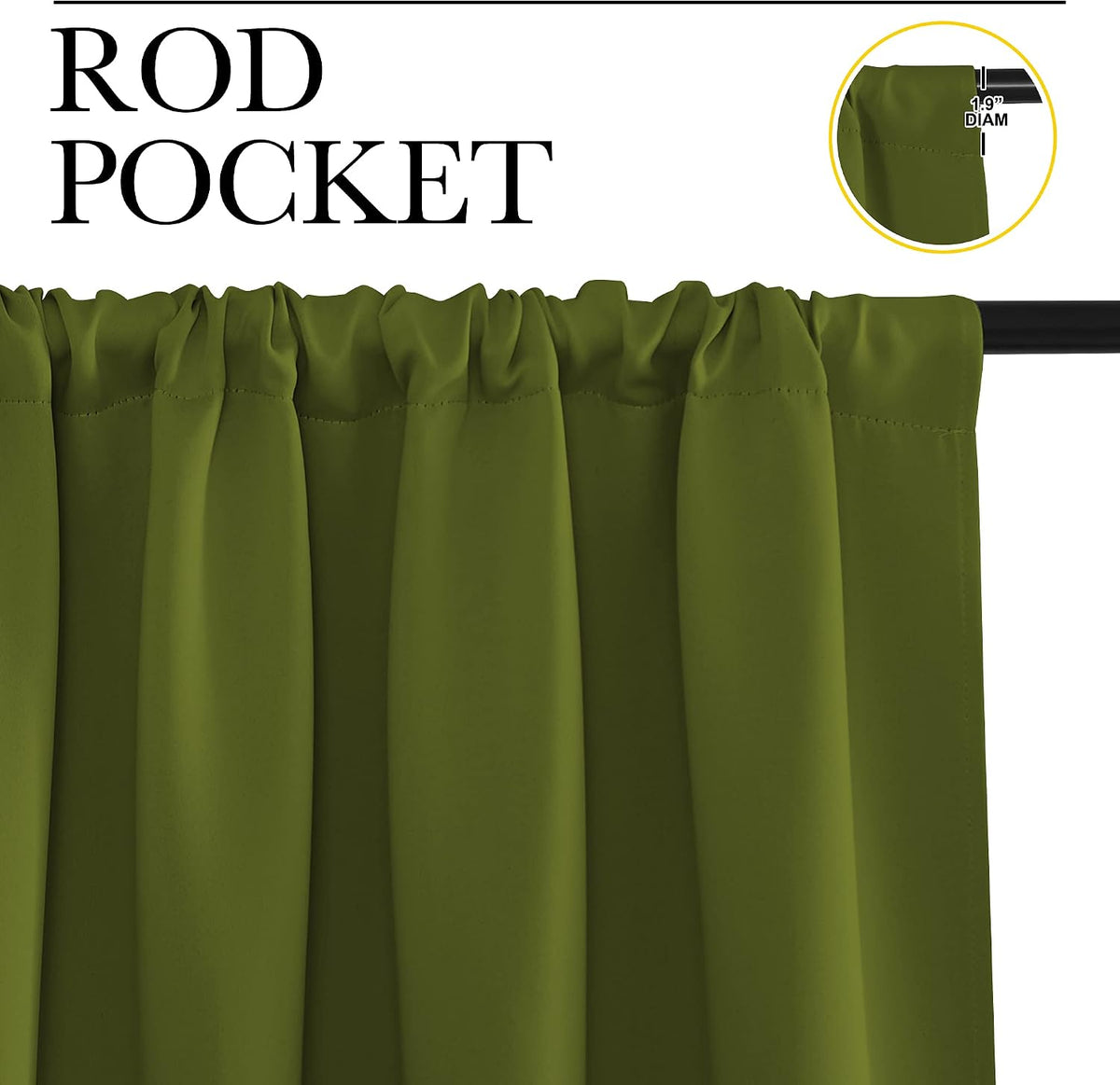 95"L x 70"W polyester curtains in Olive, alternate view 2