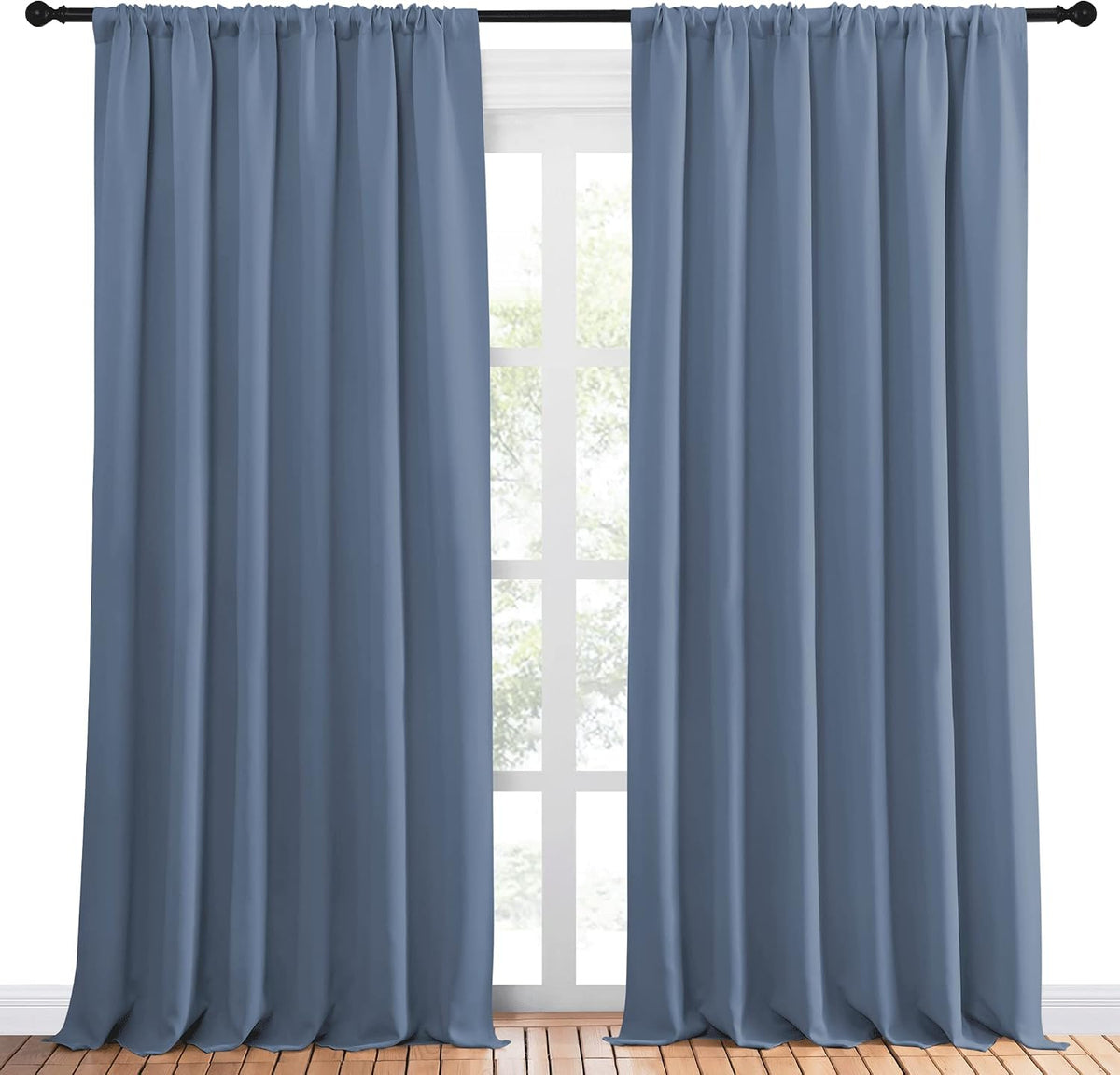 95"L x 70"W polyester curtains in Stone Blue, alternate view 2