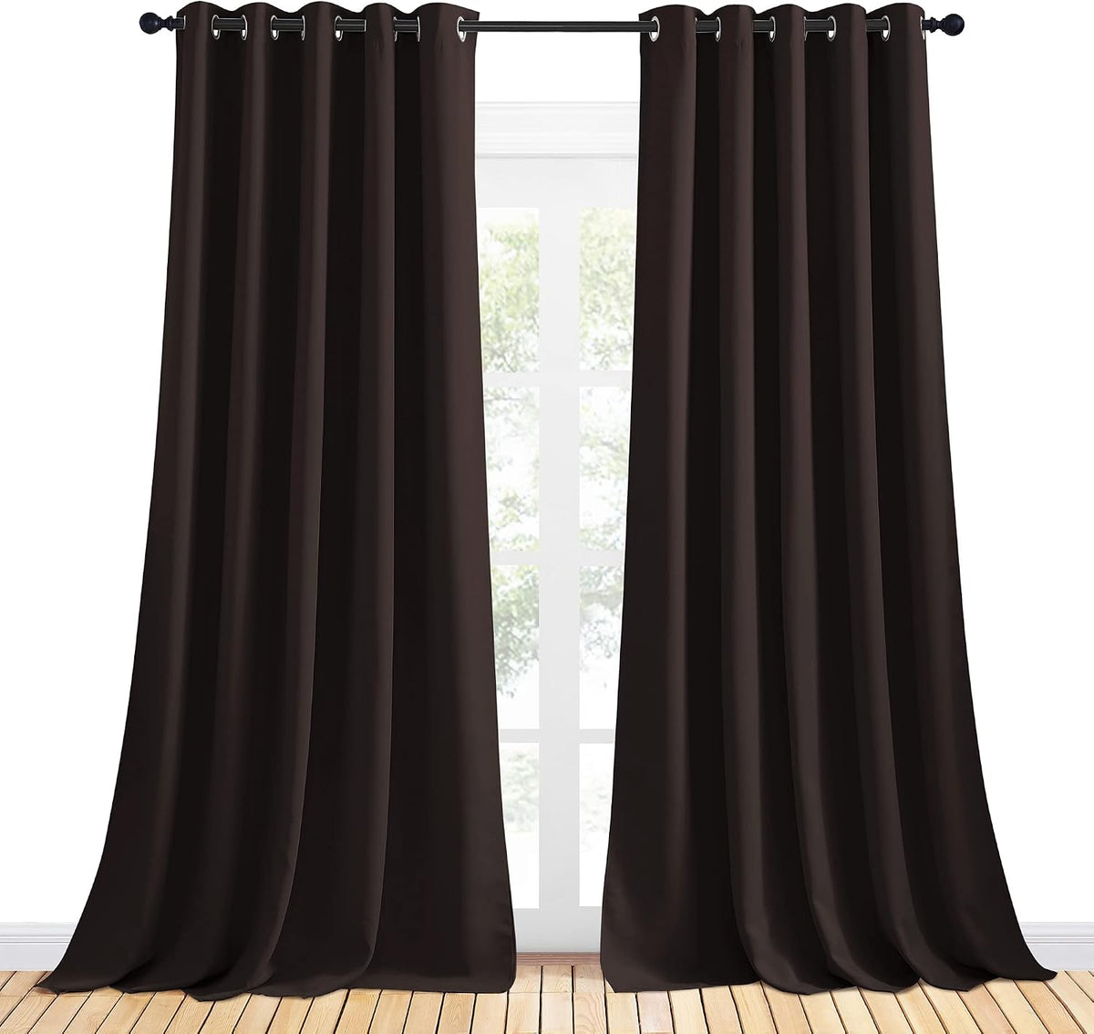 95"L x 70"W polyester curtains in Toffee Brown, alternate view 2