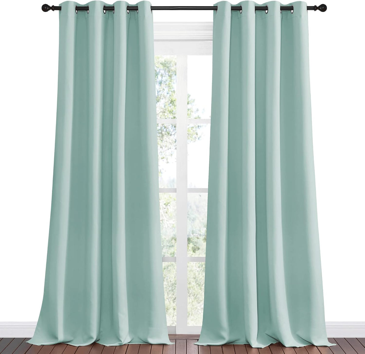 96"L x 55"W polyester curtains in Aqua, alternate view 2