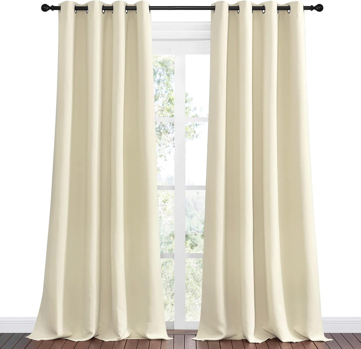 96"L x 55"W polyester curtains in Beige, alternate view 2