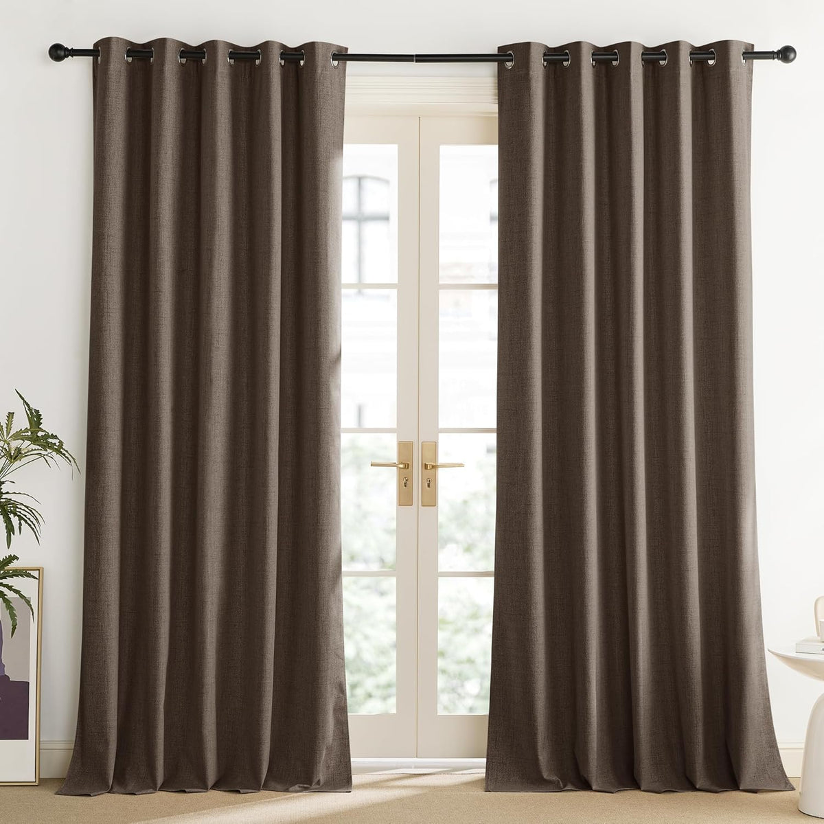 polyester curtains in Coffee, alternate view 2