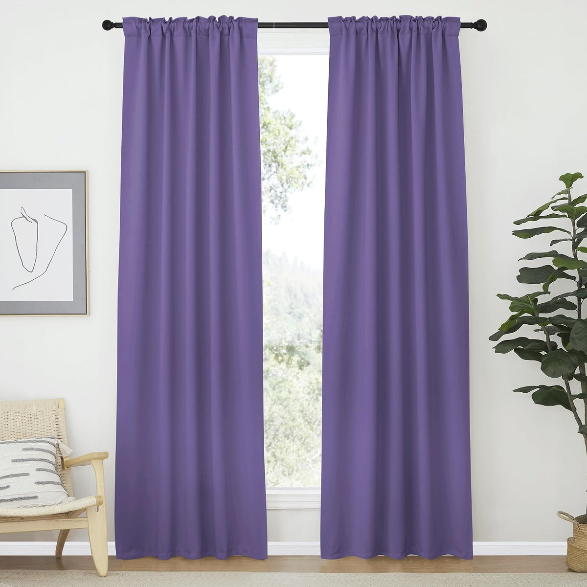 polyester curtains in Lilac Purple, alternate view 2