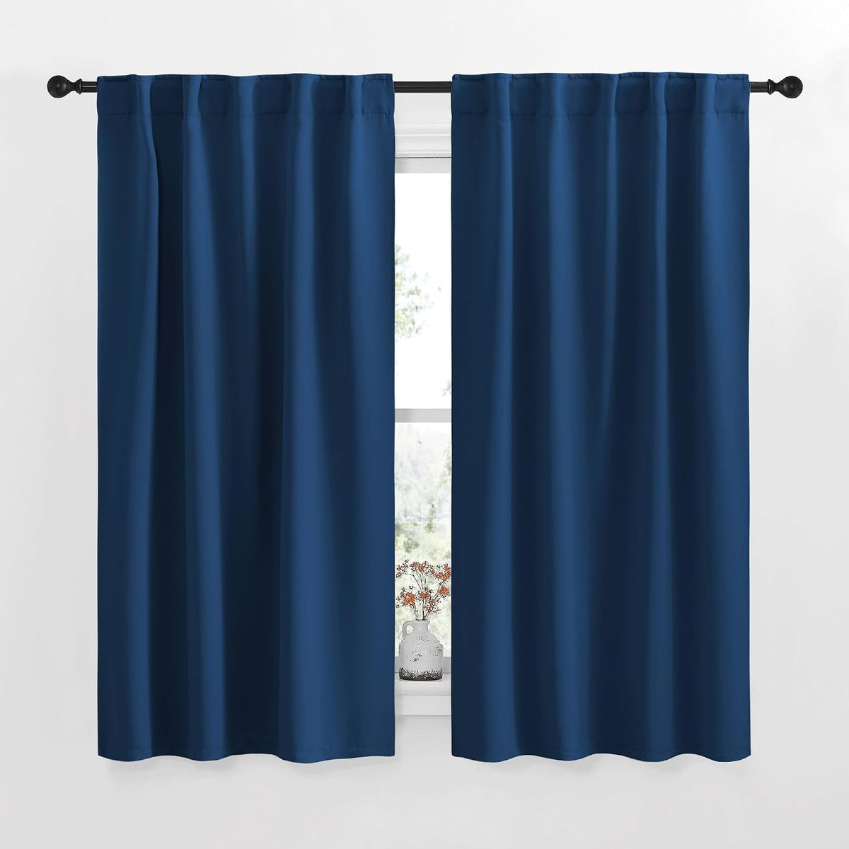 polyester curtains in Moroccan Blue