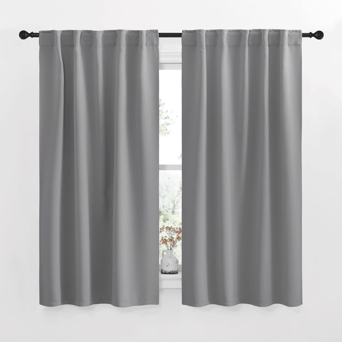 polyester curtains in Silver Grey