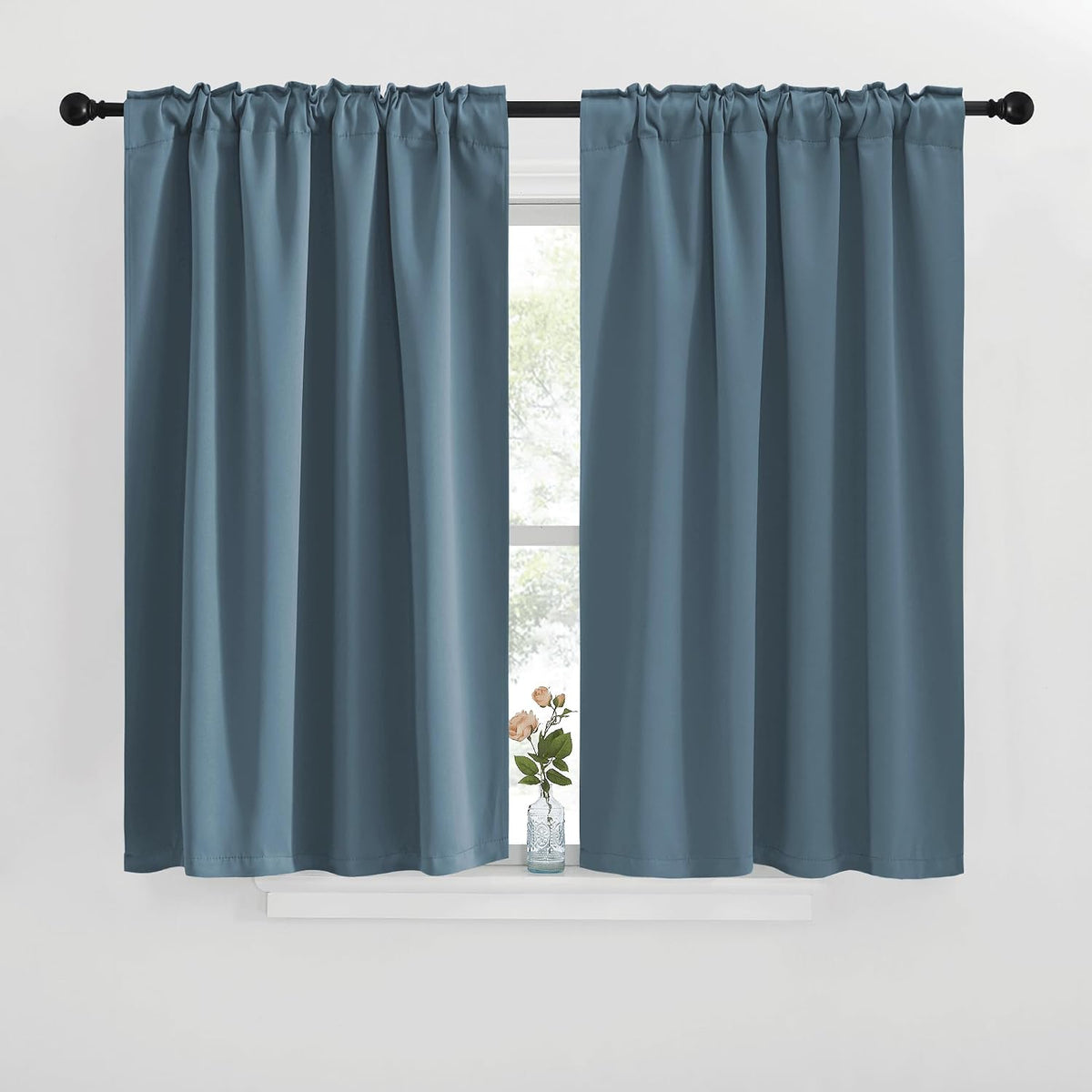 polyester curtains in Smoky Blue, alternate view 2