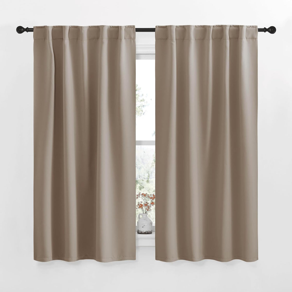 polyester curtains in Taupe