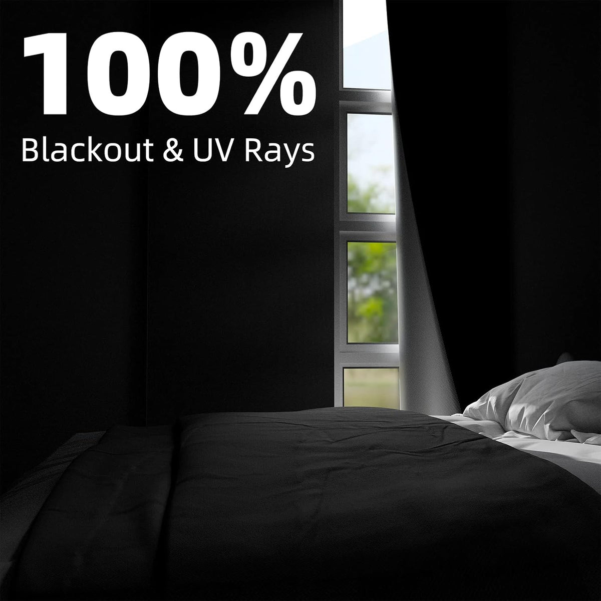 35"L x 59"W polyester curtains in Black, alternate view 2