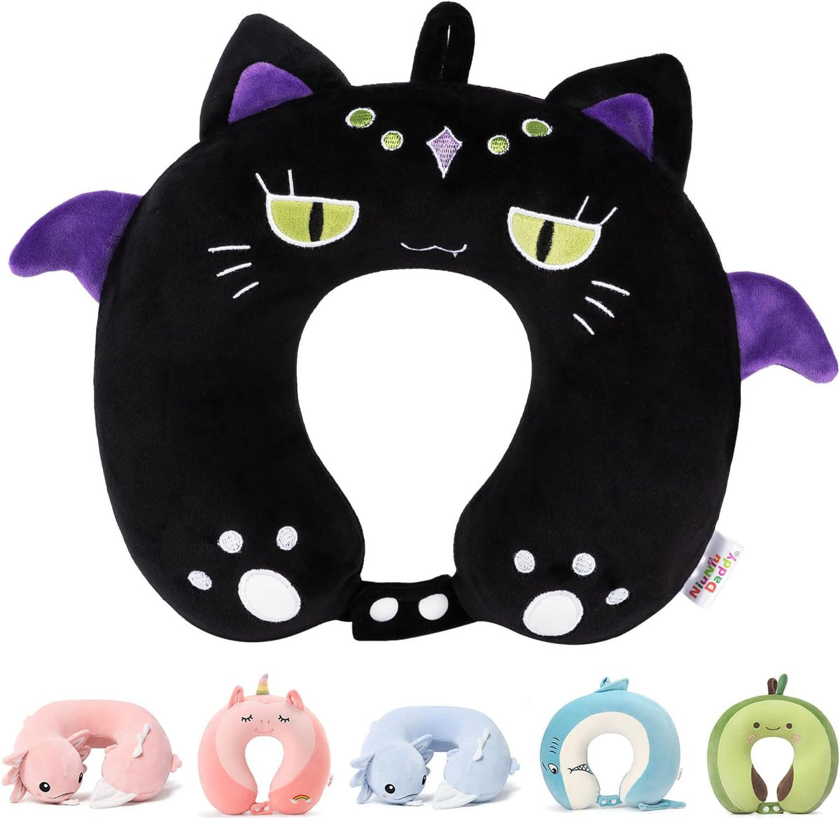 8 Y/O memory foam travel pillows in Black Cat
