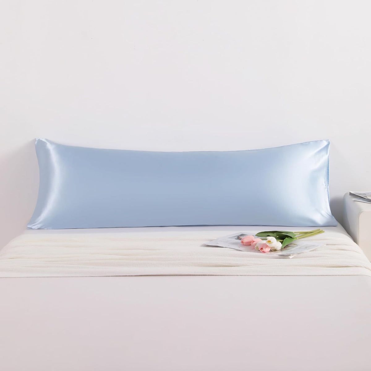 1 x Body (20 x 54 Inches) satin pillowcases in Aqua, alternate view 2