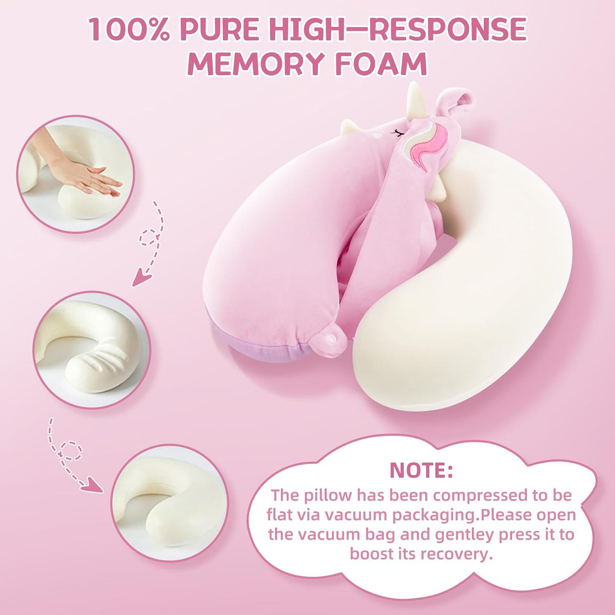 memory foam travel pillows in Pink, alternate view 3