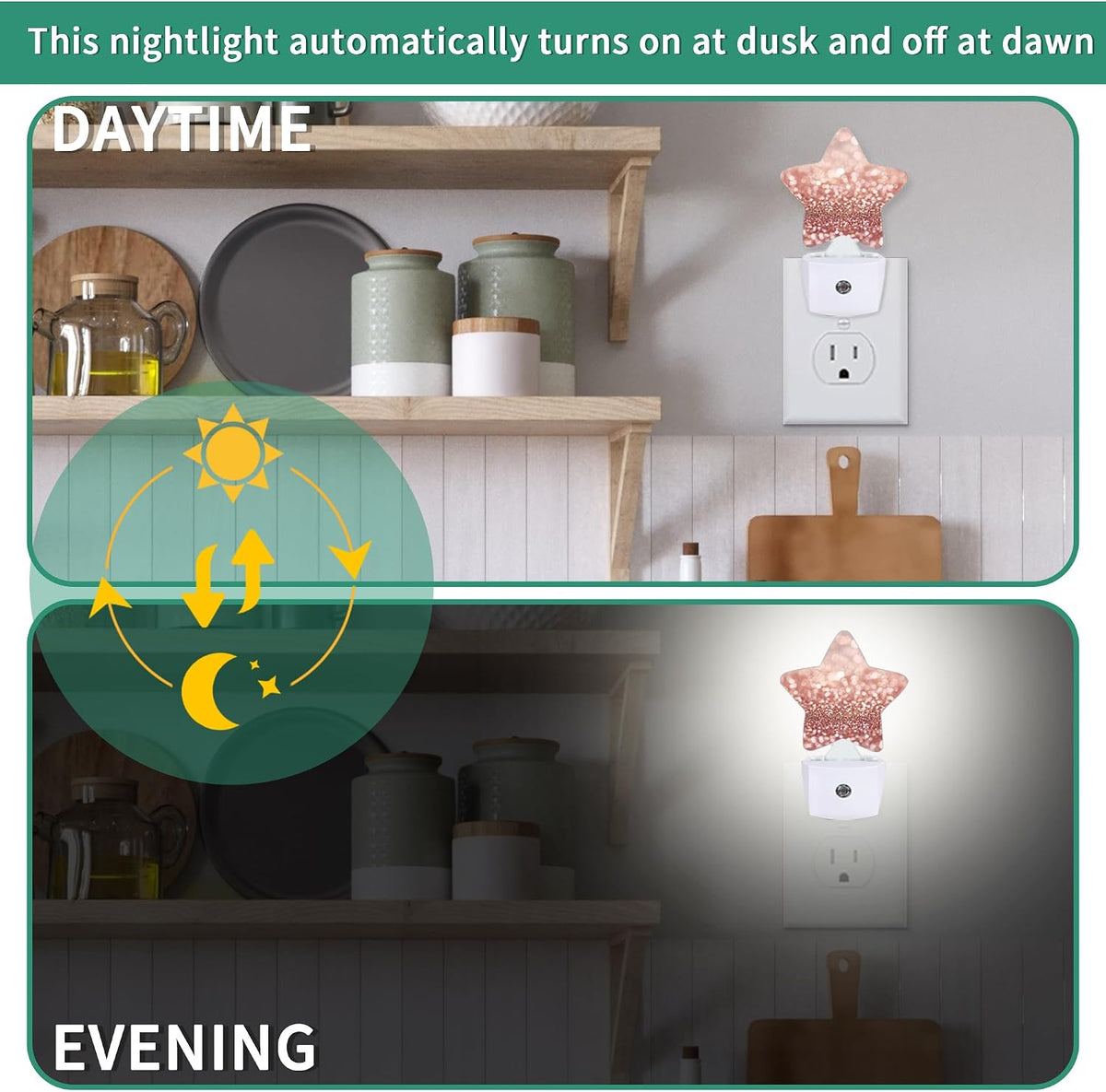 1.15"D x 3"W x 4.5"H plastic night lights & ambient lighting, alternate view 4