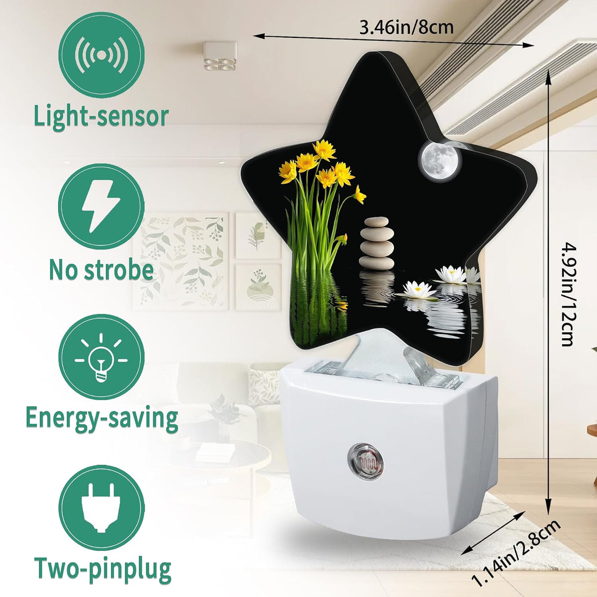 1.15"D x 3"W x 4.5"H plastic night lights & ambient lighting, alternate view 2