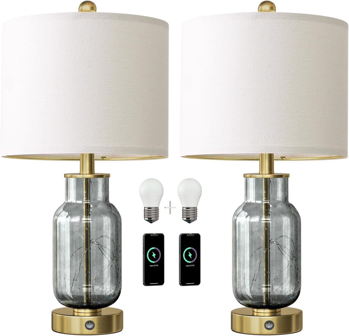 11.5"D x 11.5"W x 22"H glass table lamps, alternate view 9