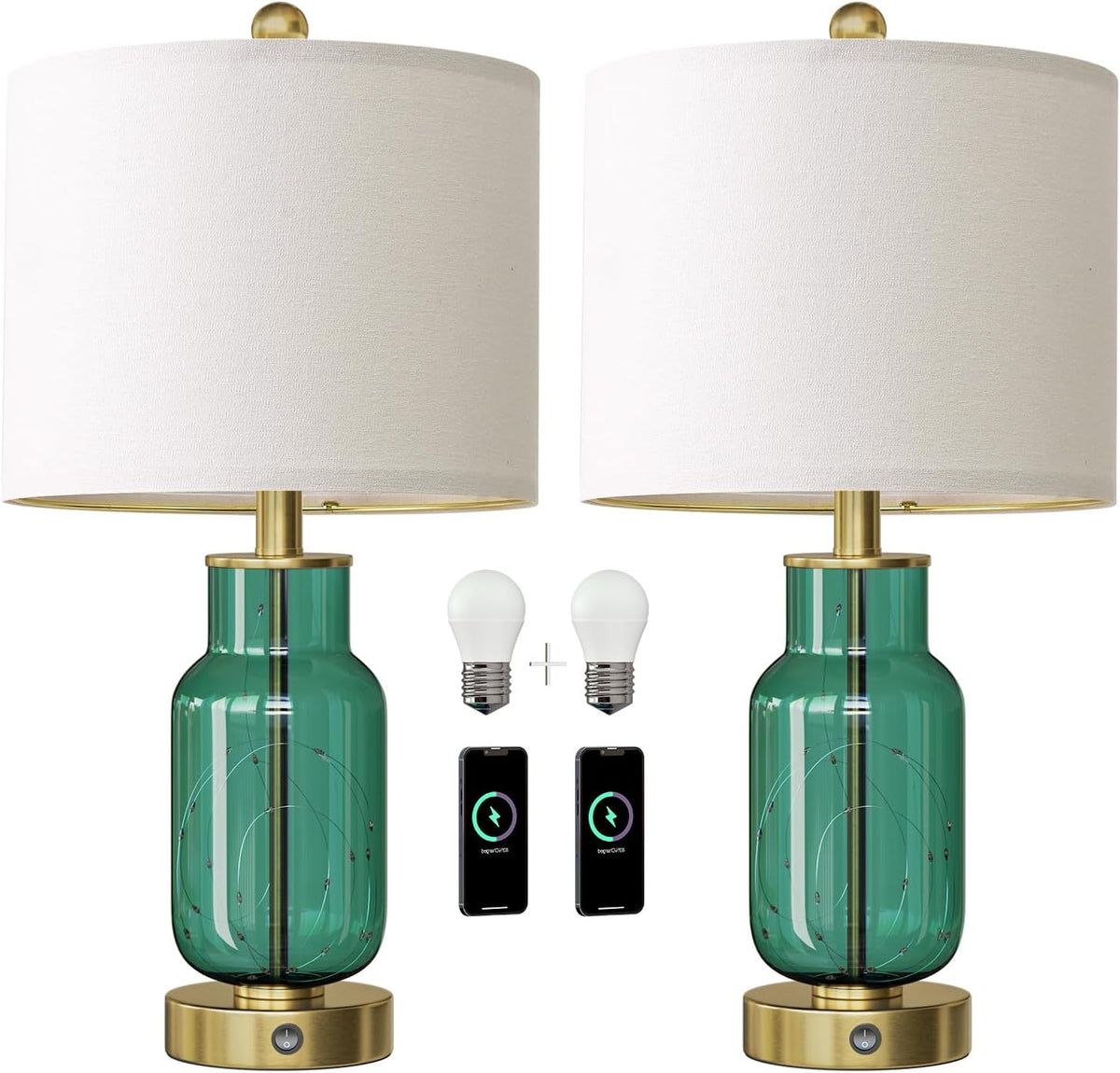 11.5"D x 11.5"W x 22"H glass table lamps, alternate view 9