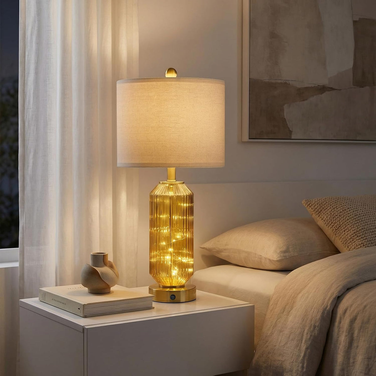 12"D x 12"W x 24.5"H glass table lamps, alternate view 7
