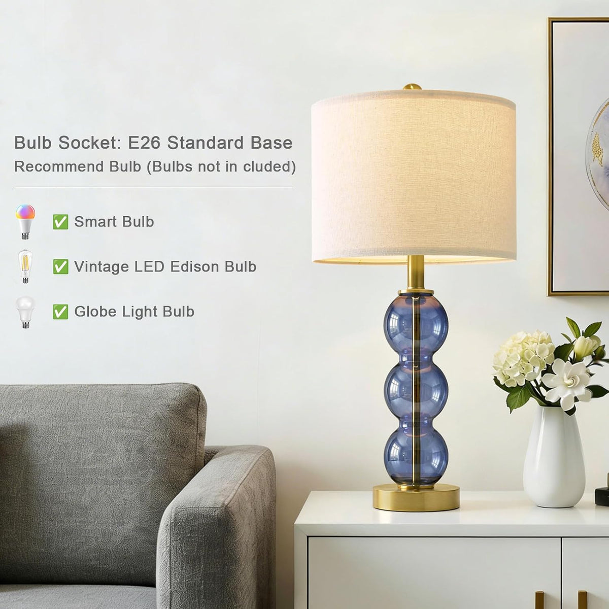 12"D x 12"W x 25"H linen table lamps, alternate view 6
