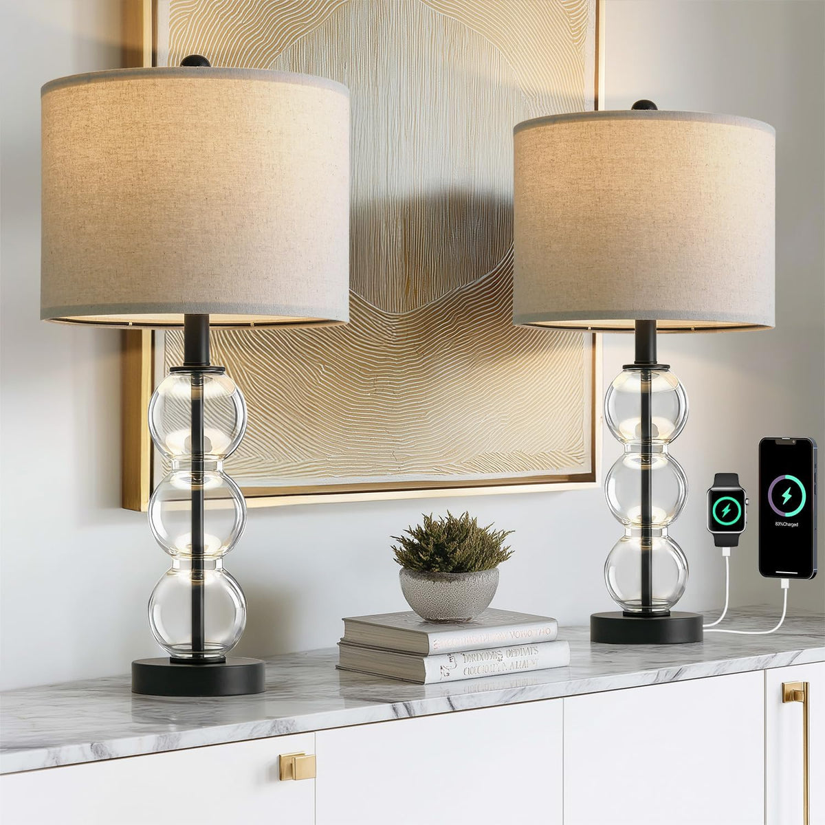 12"D x 12"W x 25"H metal table lamps
