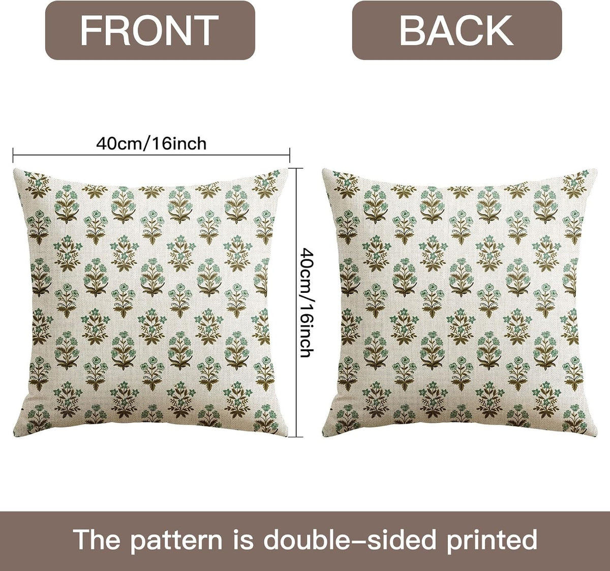 16"L x 16"W polyester throw pillow accessories in Brown Green, alternate view 3