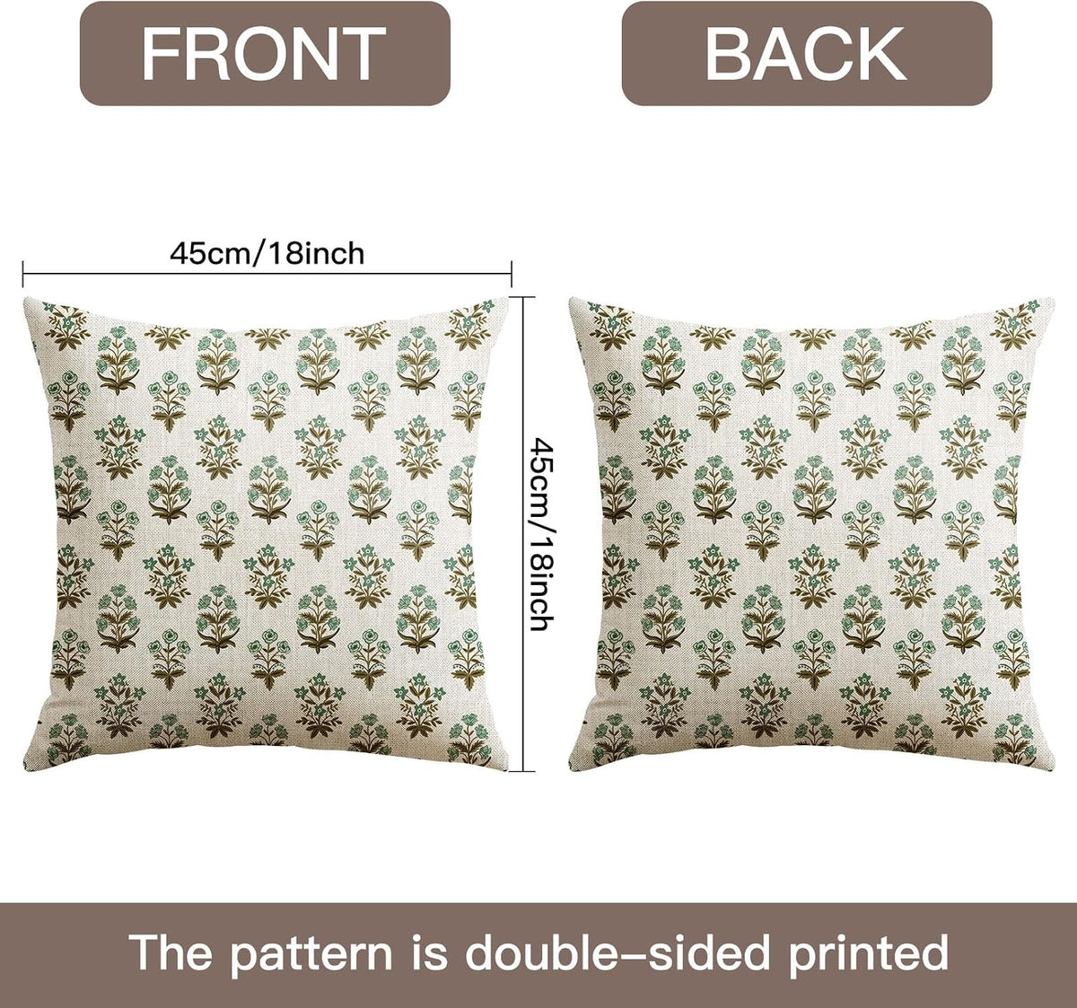 18"L x 18"W polyester throw pillow accessories in Brown Green, alternate view 3