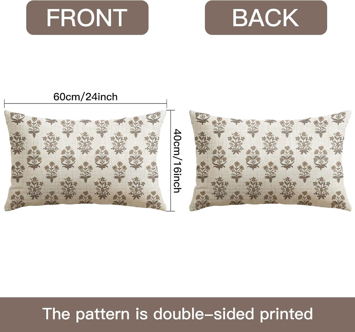24"L x 16"W polyester throw pillow accessories in Brown, alternate view 3