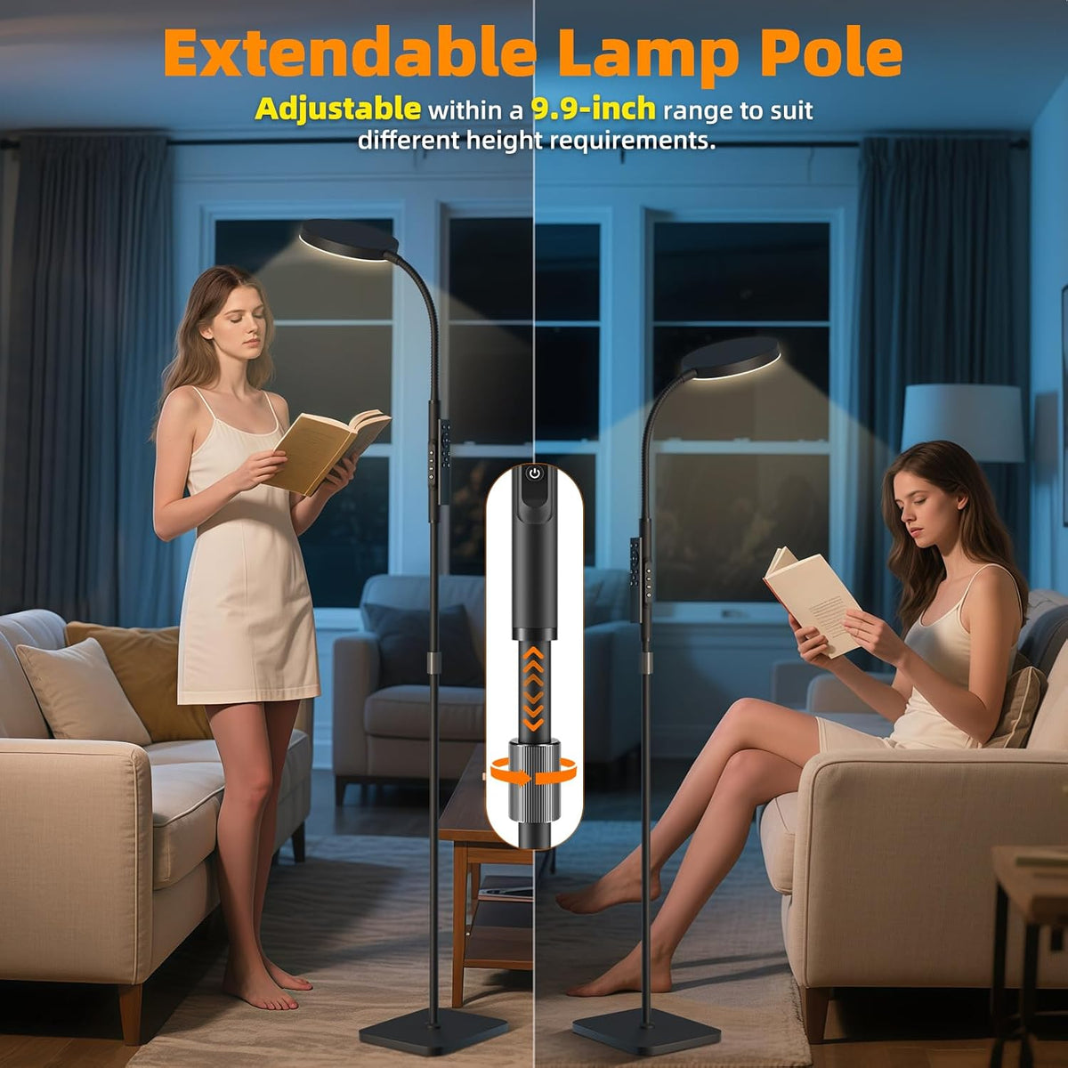 8.6"D x 6.3"W x 67.5"H metal floor lamps, alternate view 2