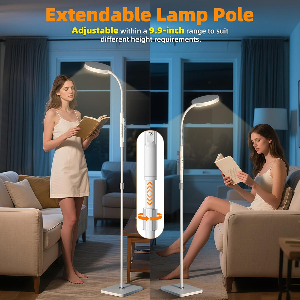8.6"D x 6.3"W x 67.5"H metal floor lamps, alternate view 2