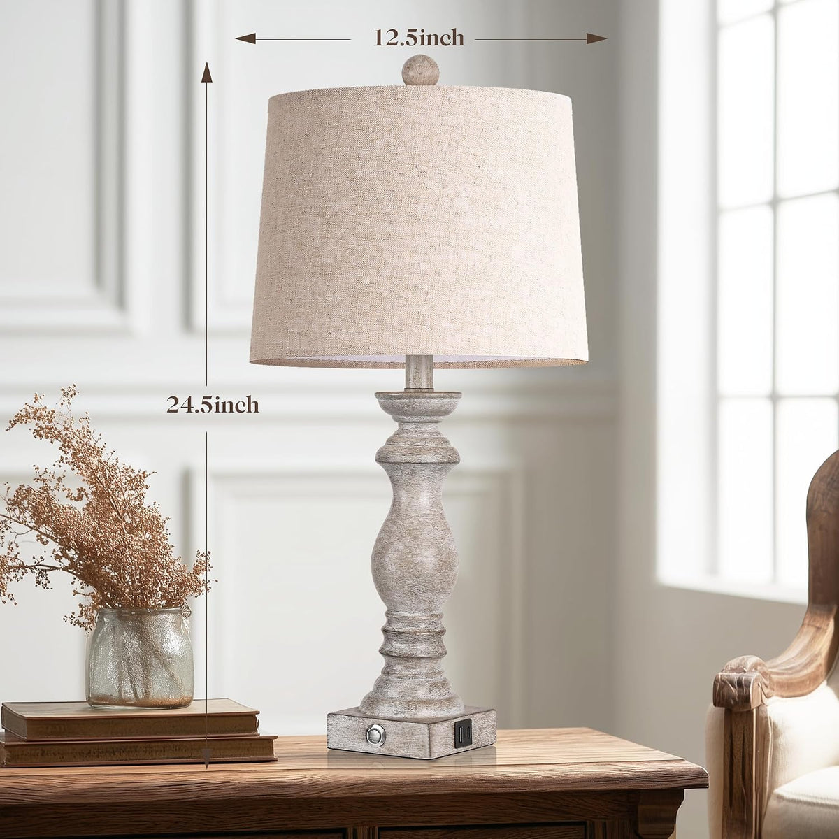 12.5"D x 12.5"W x 24.5"H resin table lamps, alternate view 5