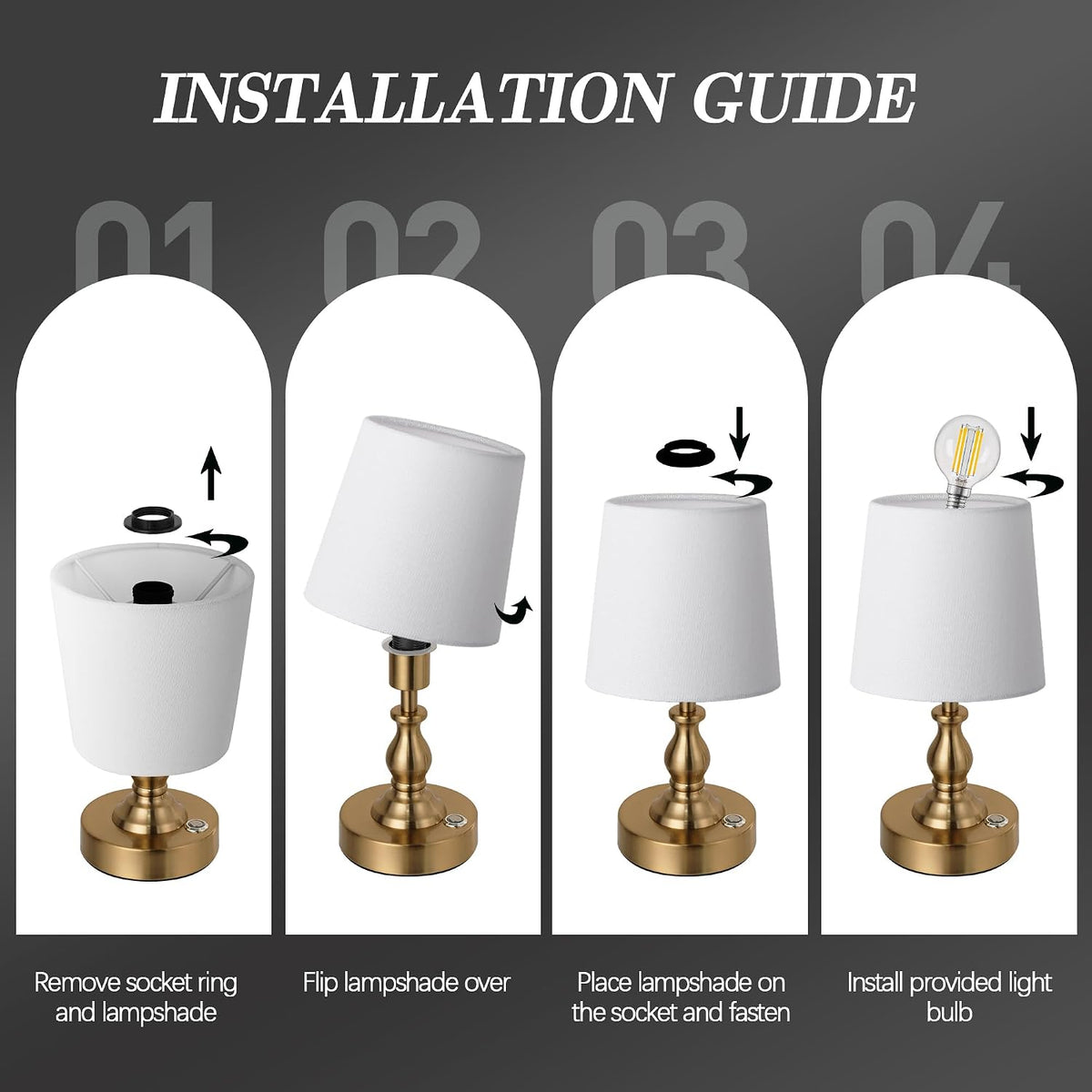 5.3"D x 5.3"W x 10"H metal table lamps, alternate view 8