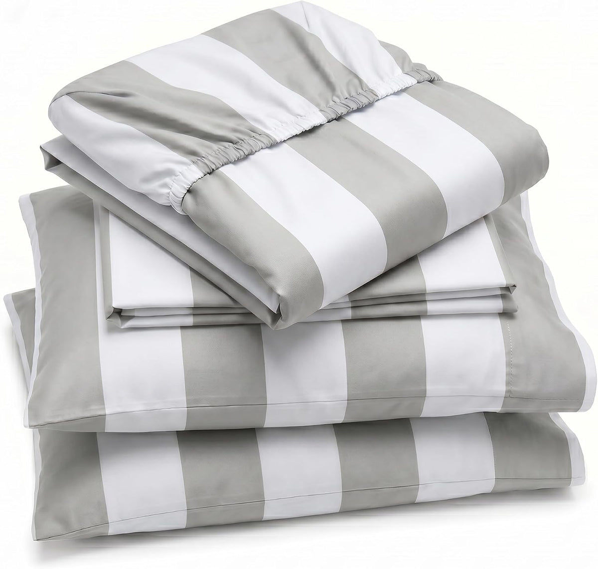 Full-Sheet Set cotton bedding sets in Wide Stripe Grey