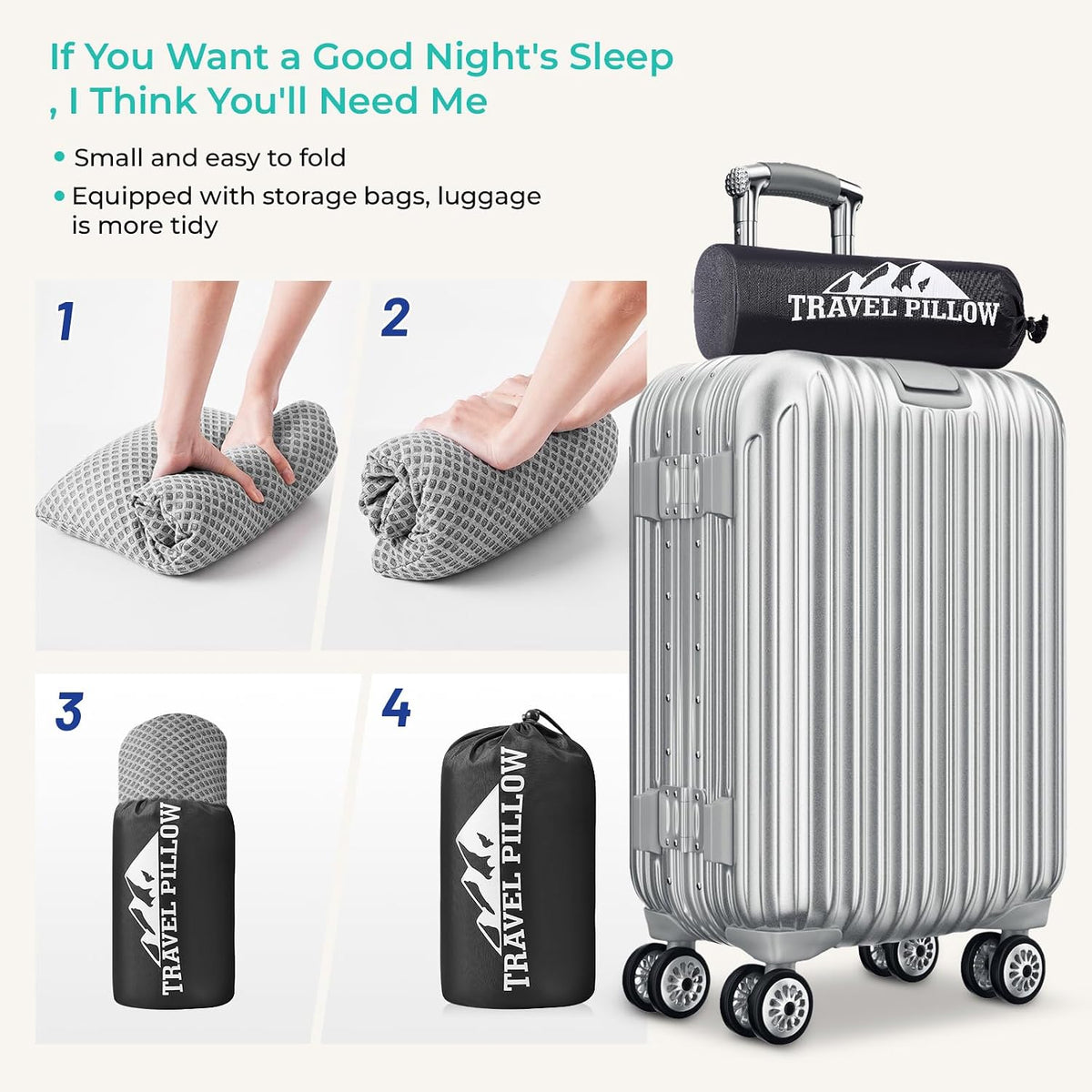 M-17.7*11.8in memory foam travel pillows in Light Grey, alternate view 4